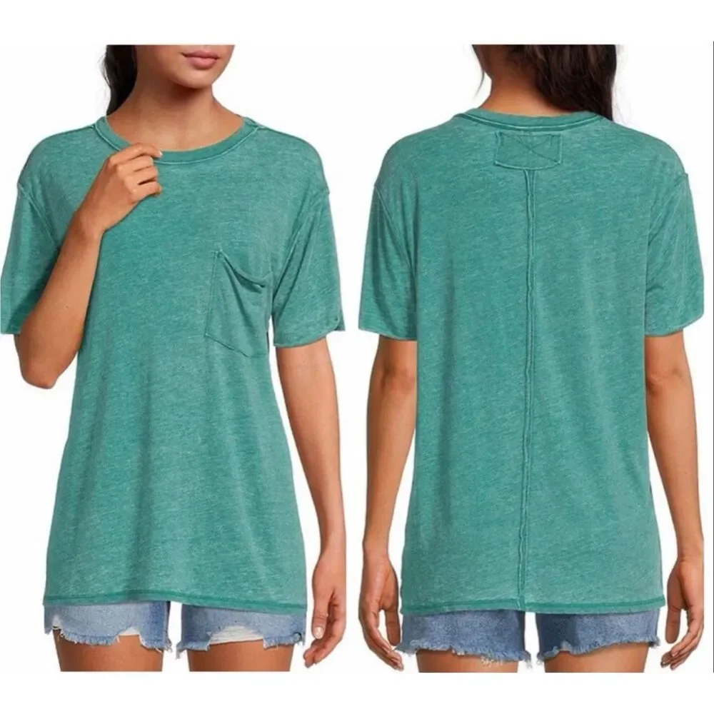 Free People X We The Free Vella Pocket Oversized Tee cypress green XL NEW